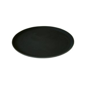 14" Black Round Non-Slip Tray